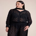 Sheer Polka Dot Blouse With Neck Tie image number 3