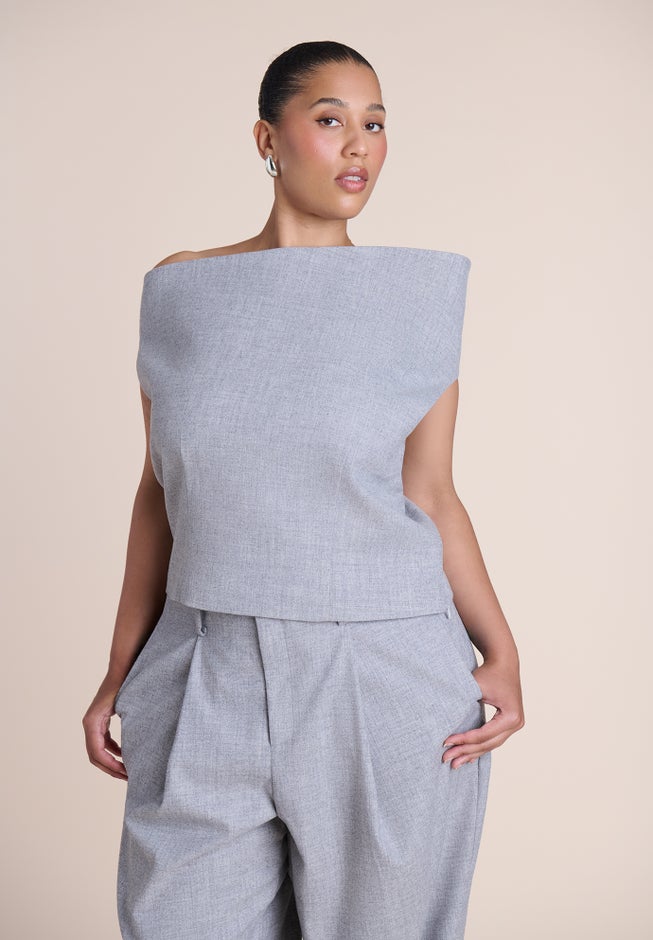 Wide-Neck Suiting Top image number 1