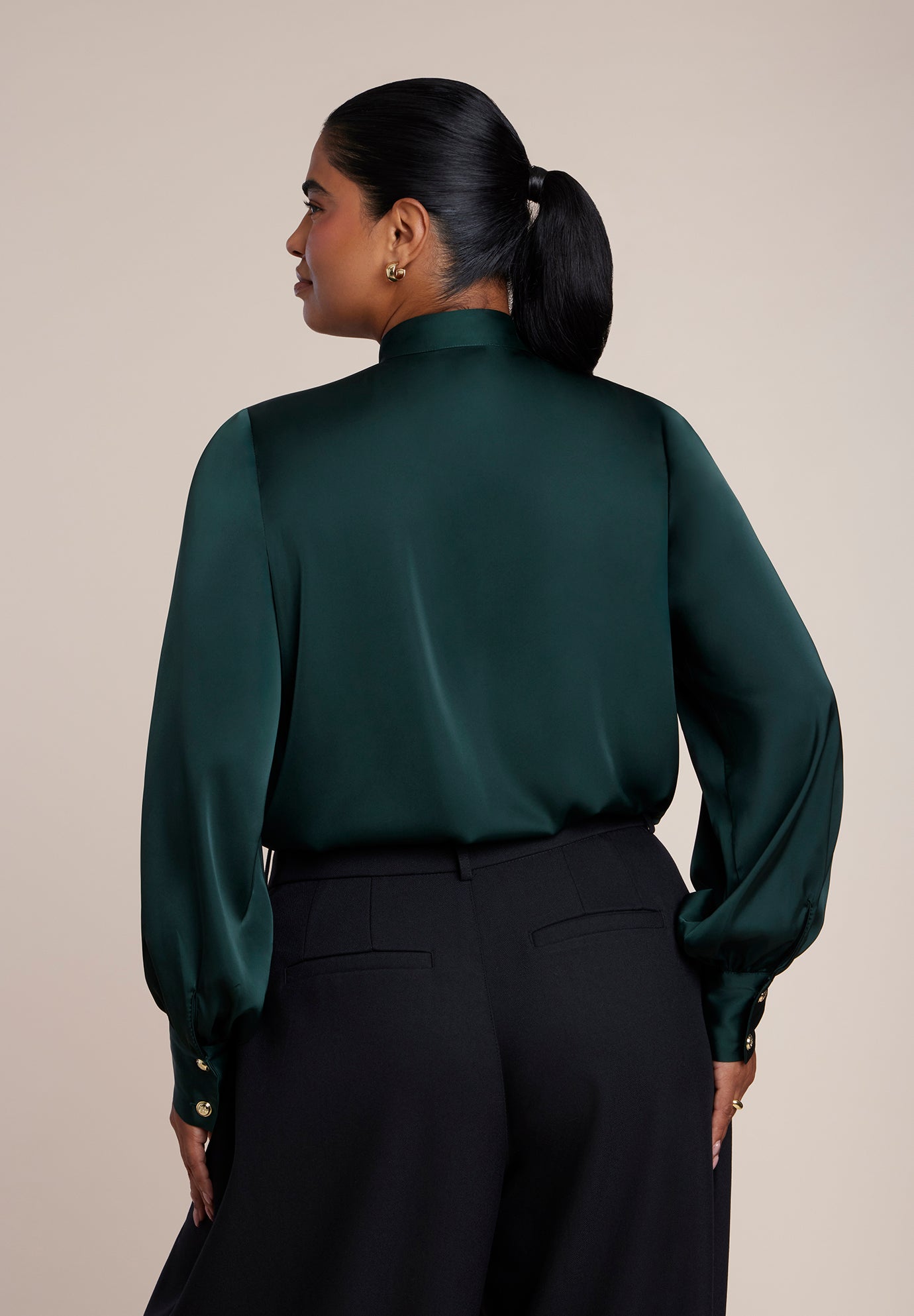 Button-Detail Satin Blouse image number 1