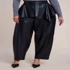 Peplum-Detail Faux Leather Barrel Pant image number 2