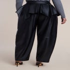 Peplum-Detail Faux Leather Barrel Pant image number 3