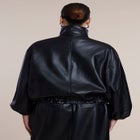 Faux Leather Funnel Neck Jacket image number 2