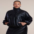 Faux Leather Funnel Neck Jacket image number 0
