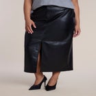 Faux Leather Column Midi Skirt image number 1