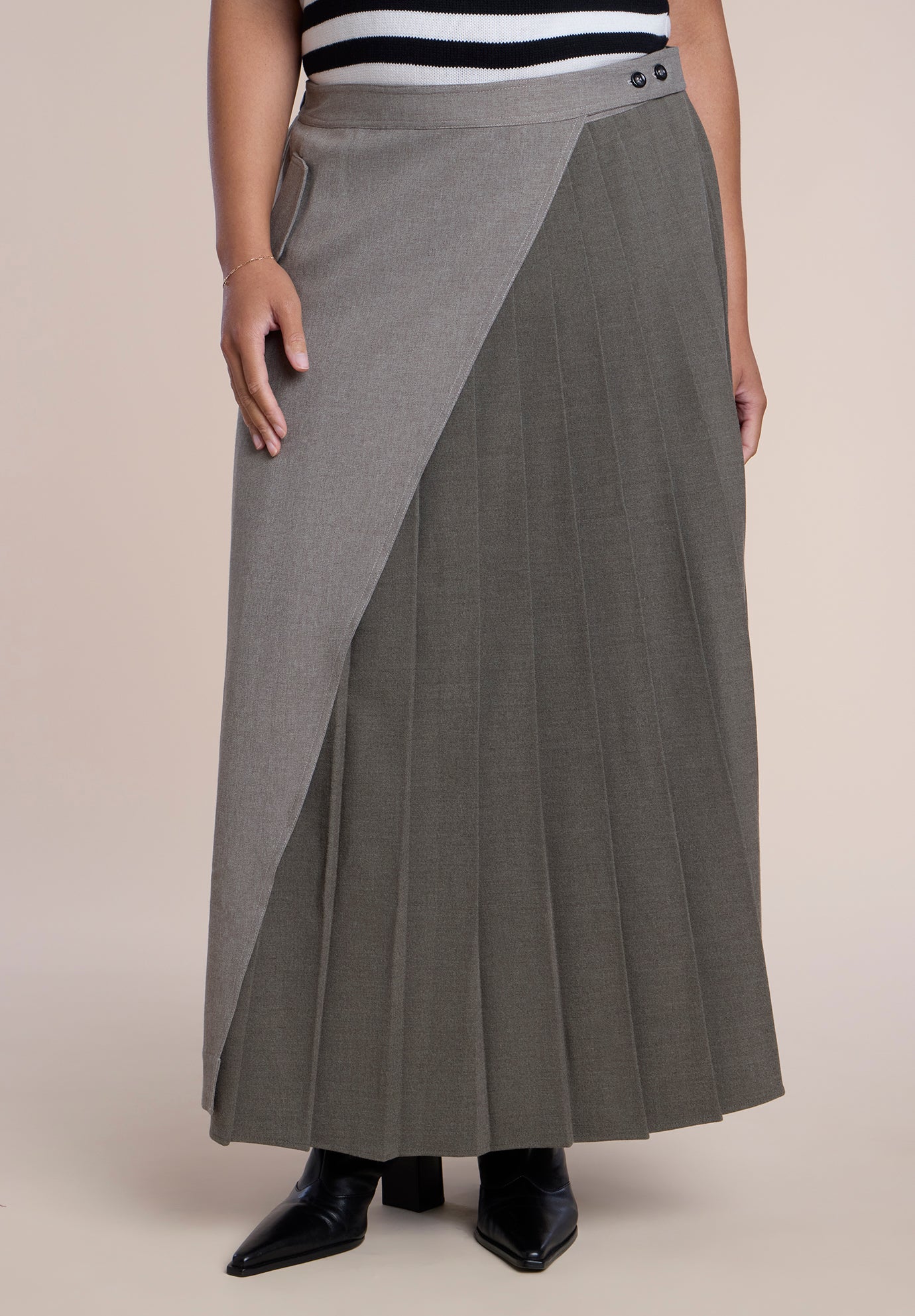Pleated Wrap Maxi Skirt image number 1