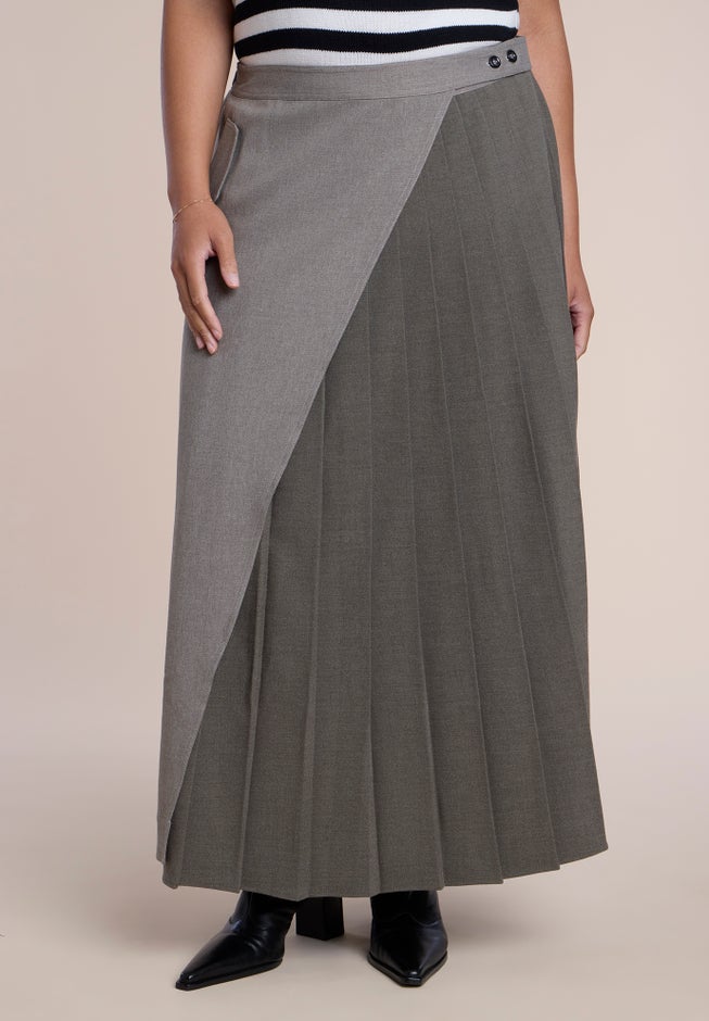 Pleated Wrap Maxi Skirt image number 1