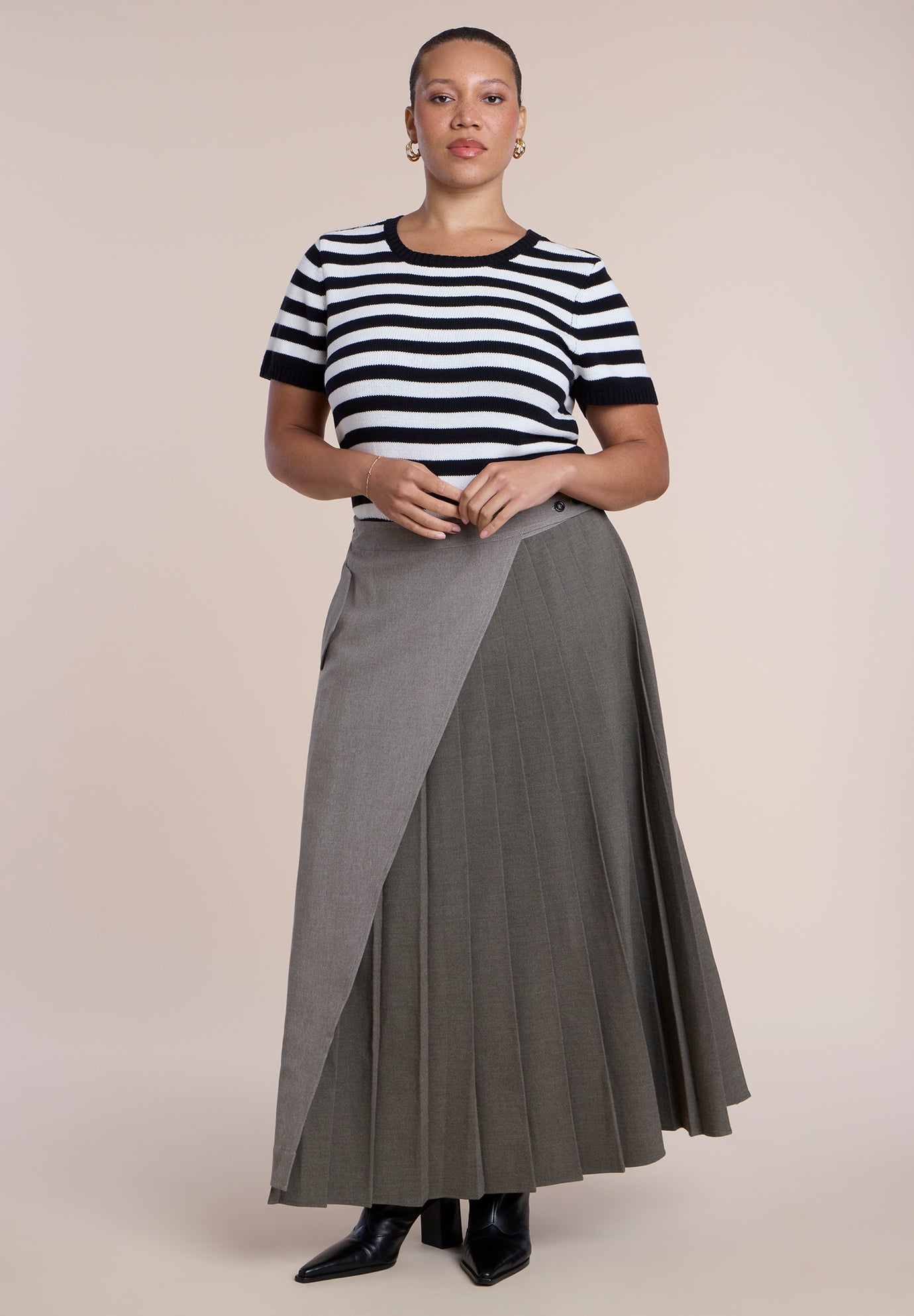 Pleated Wrap Maxi Skirt image number 3