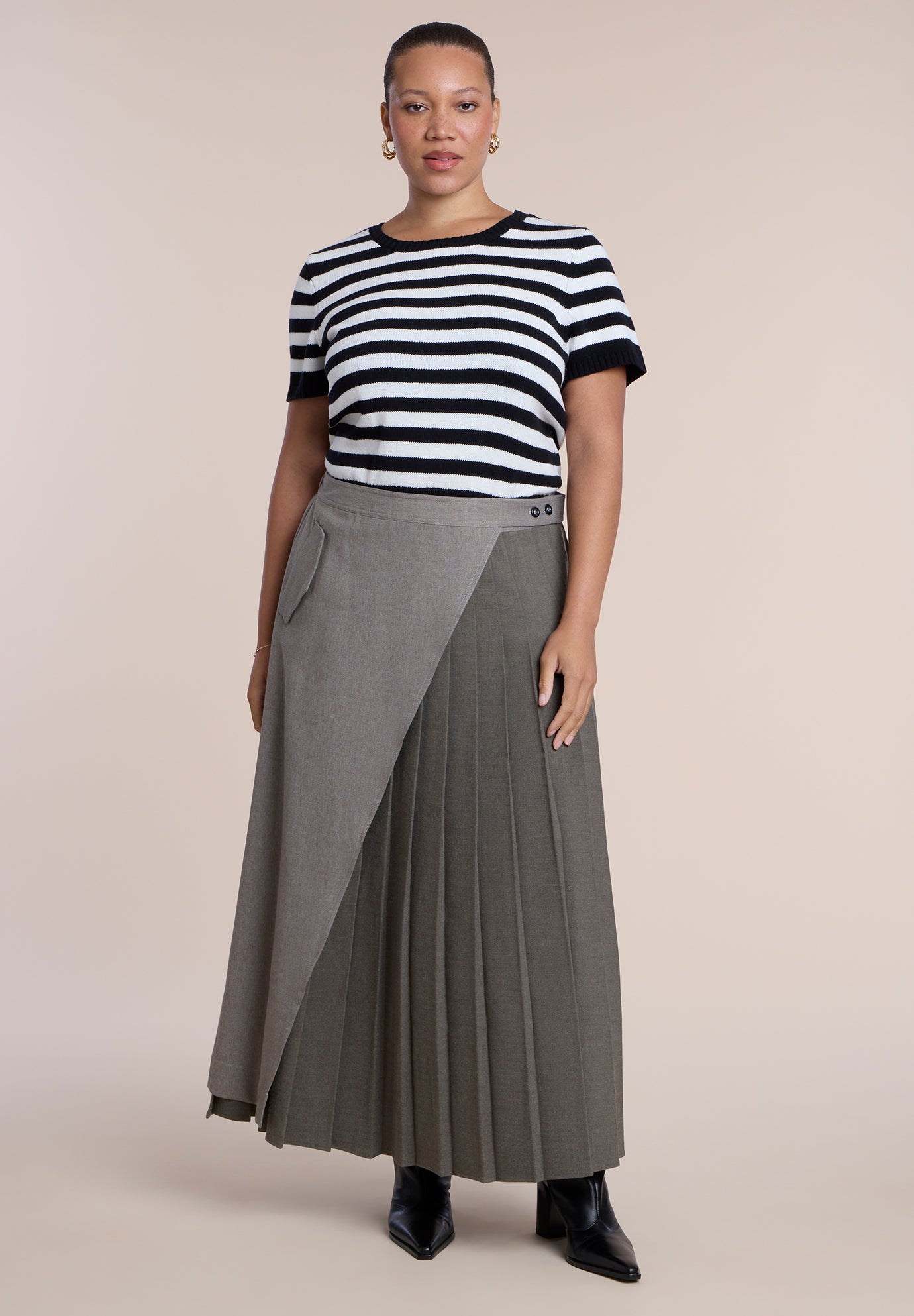 Pleated Wrap Maxi Skirt image number 0
