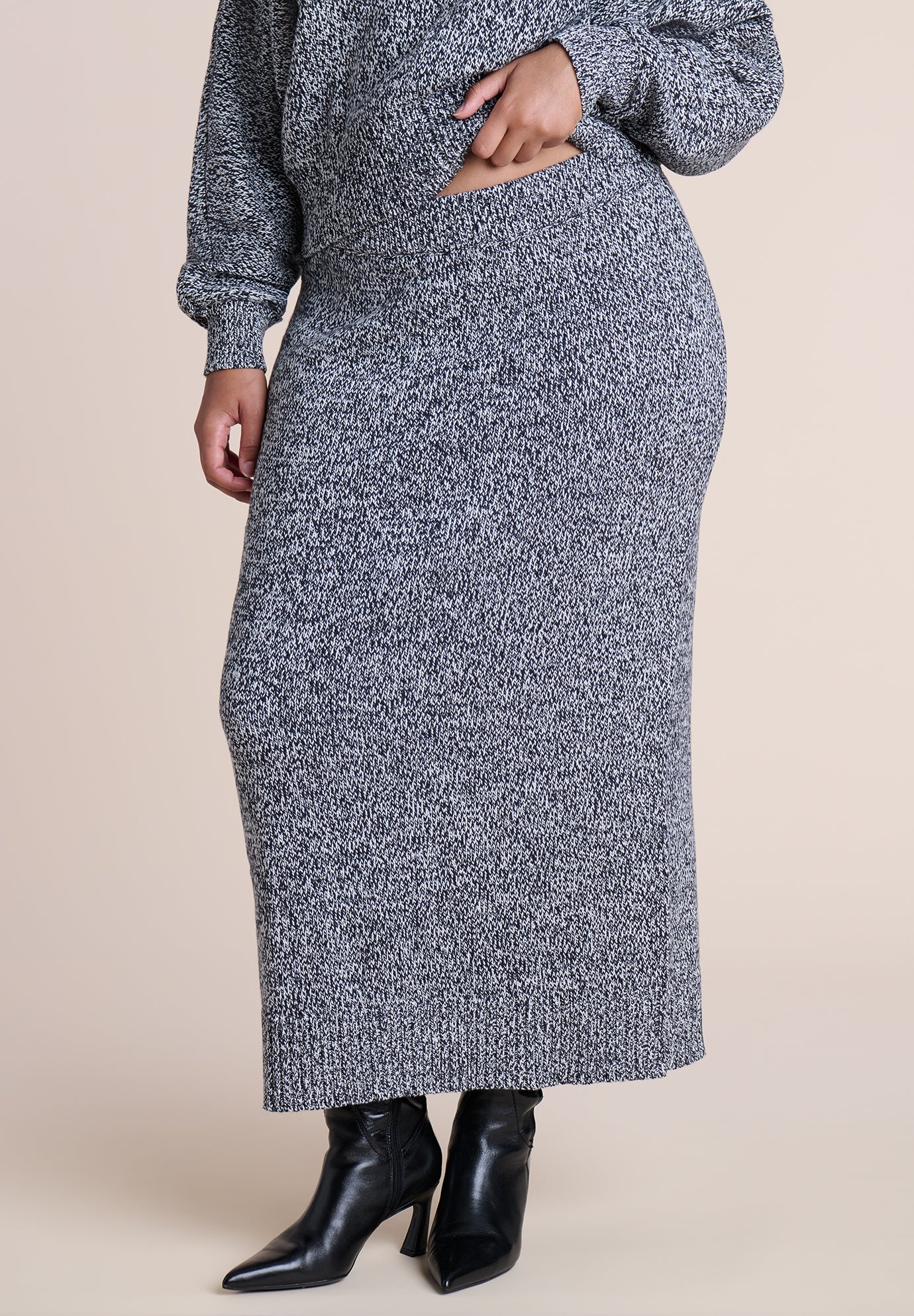Marled Sweater Midi Skirt image number 1