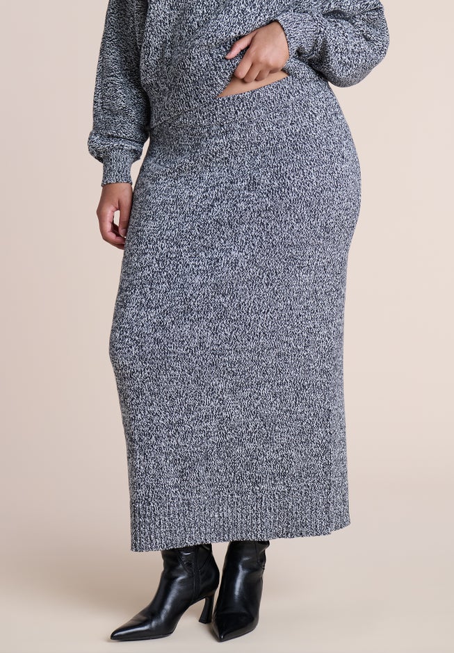 Marled Sweater Midi Skirt image number 1