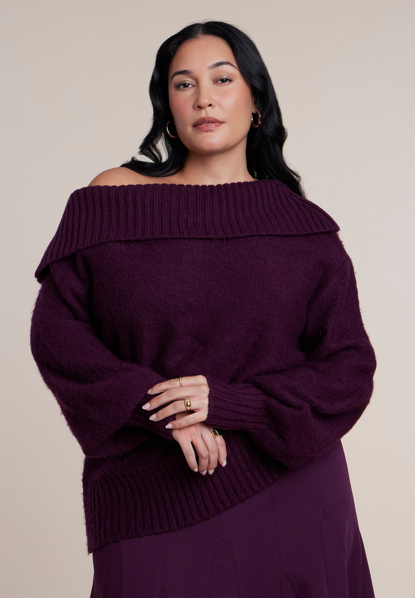 Off The Shoulder Oversized Sweater image number 1