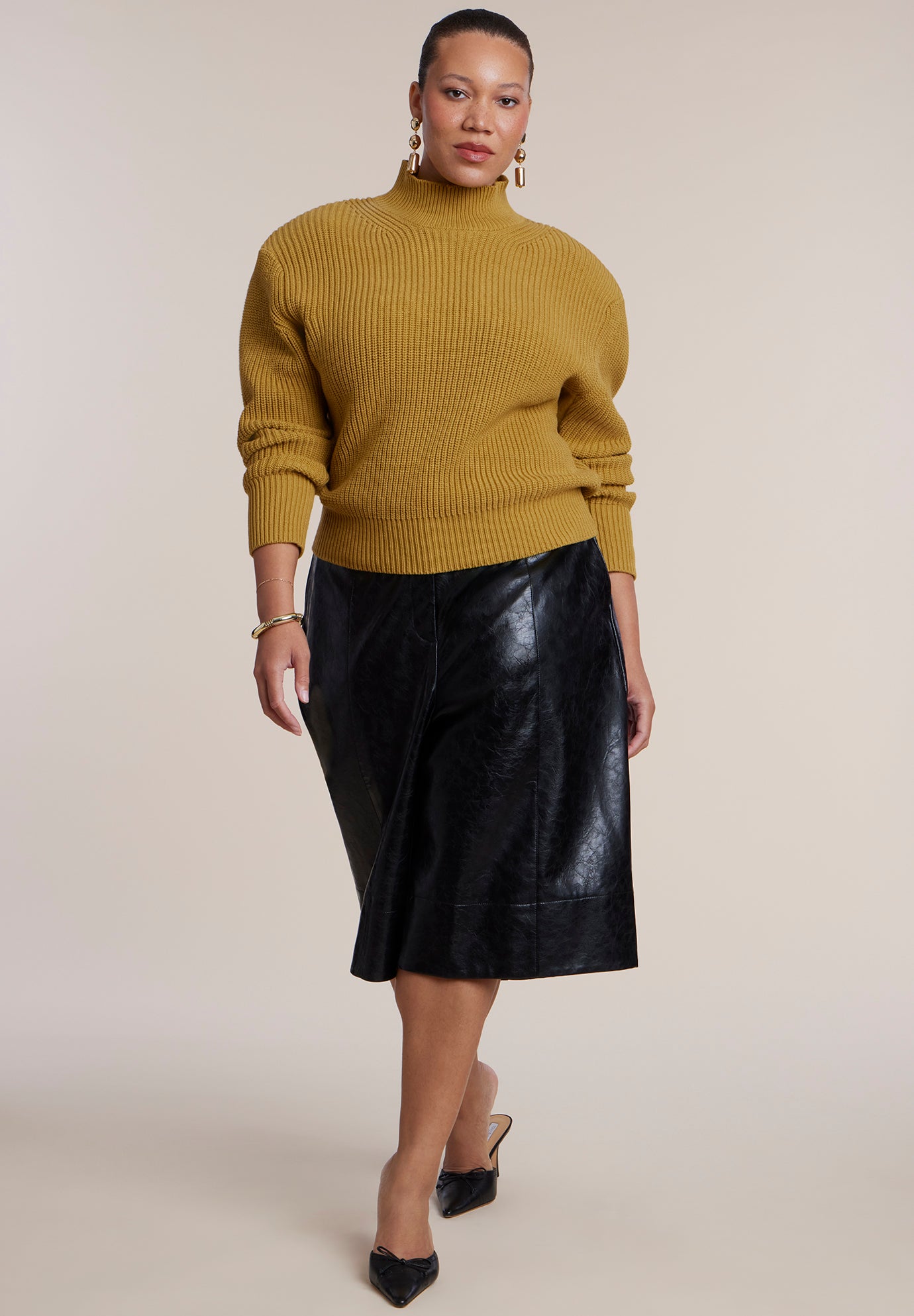 Power Shoulder Mock Neck Sweater image number 3