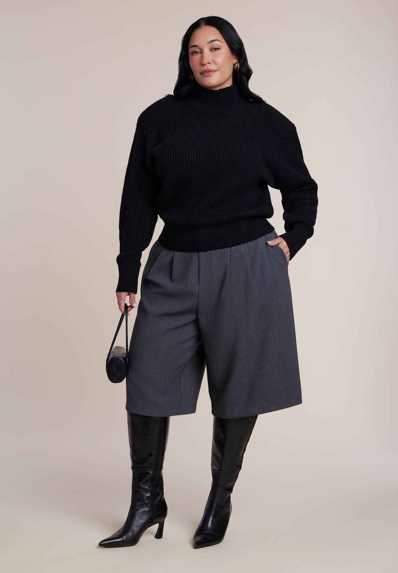 Power Shoulder Mock Neck Sweater image number 2
