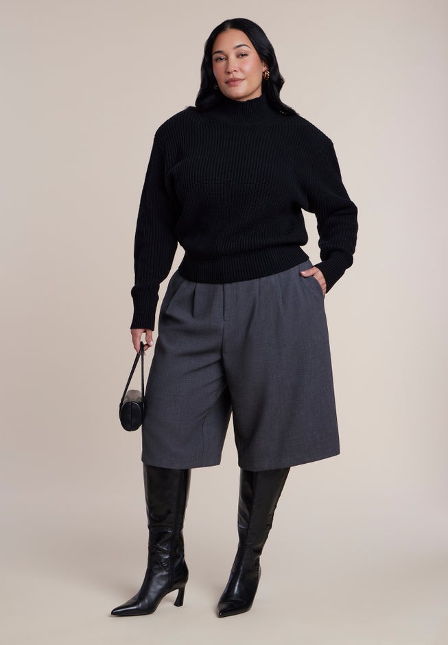 Power Shoulder Mock Neck Sweater image number 2