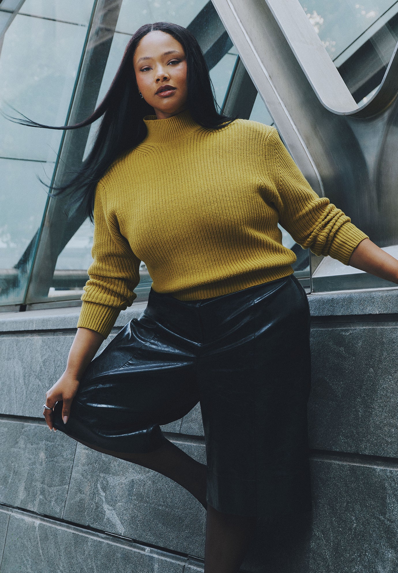 Power Shoulder Mock Neck Sweater image number 0