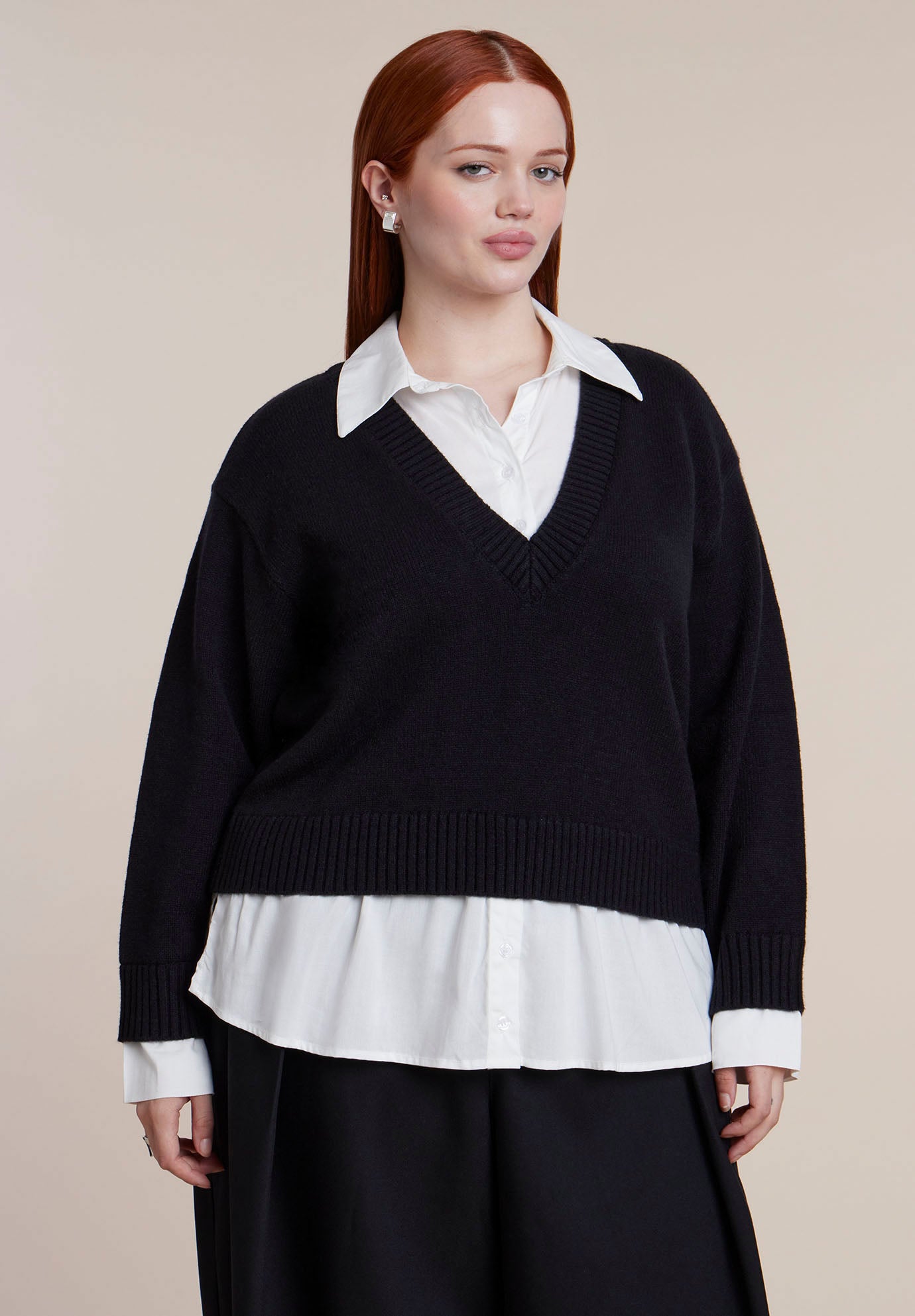 Layered V-Neck Twofer Sweater image number 0