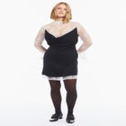 Lace-Trim Satin Mini Dress image number 0