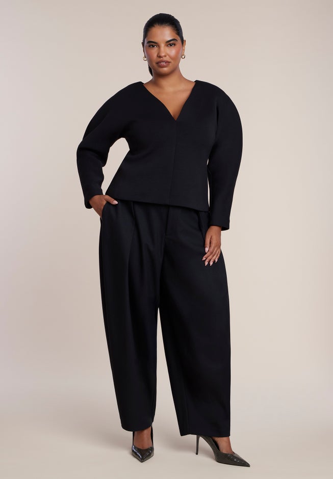 Round Sleeve V-Neck Top image number 2