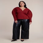 Round Sleeve V-Neck Top image number 4