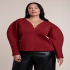 Round Sleeve V-Neck Top image number 0