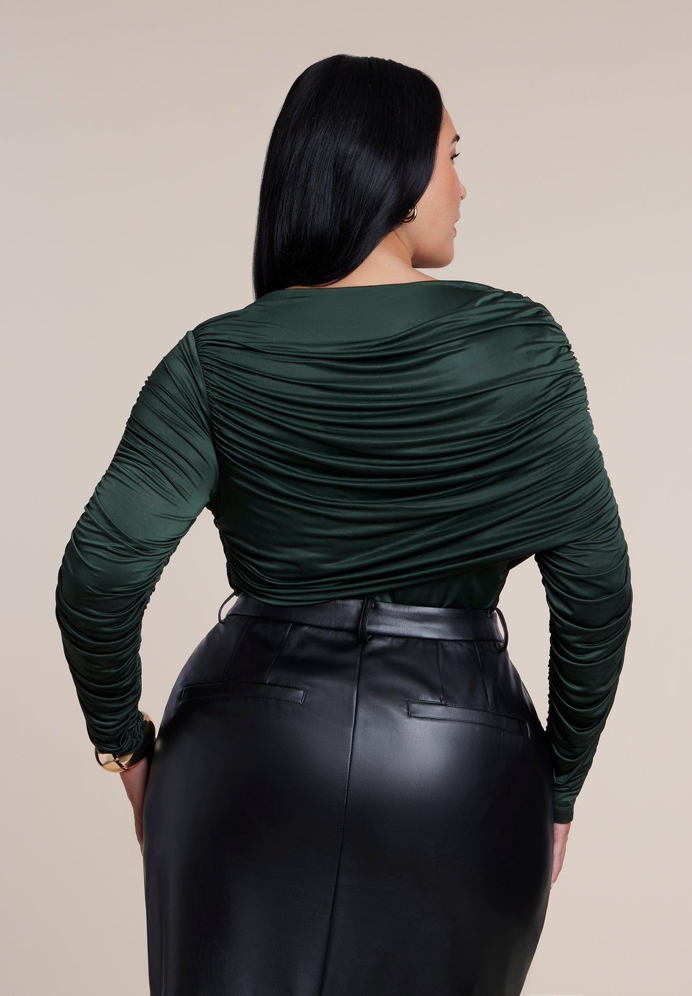 Shirred Cape Overlay Bodysuit image number 1