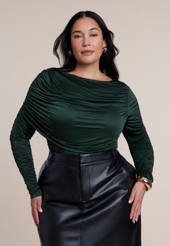 Shirred Cape Overlay Bodysuit