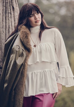 Ruffled Chiffon Long Sleeve Blouse