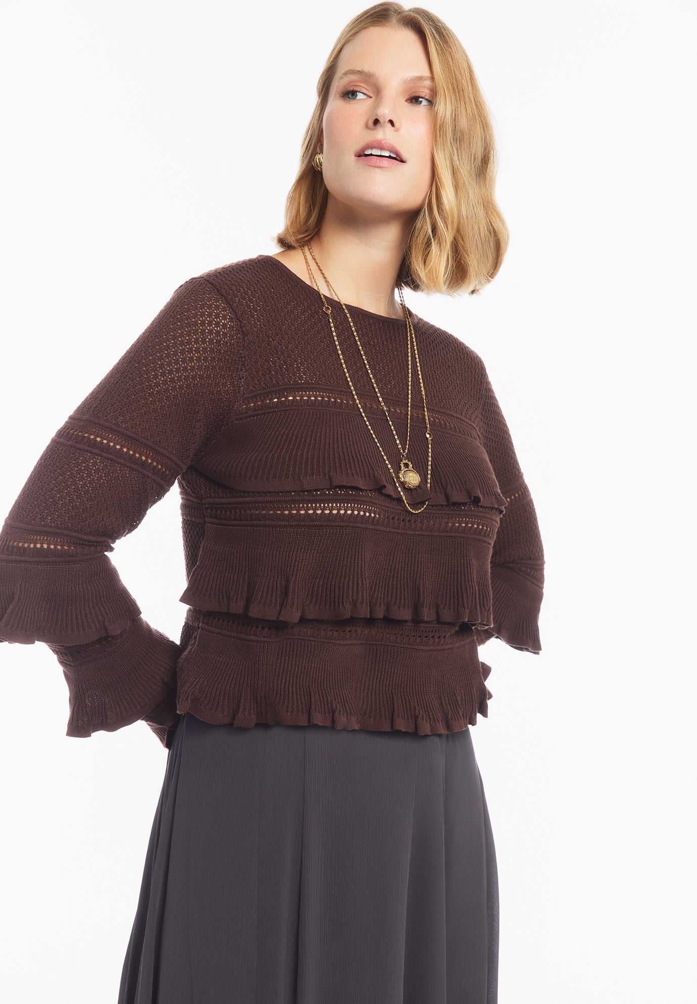 Tiered Ruffle Knit Top image number 4
