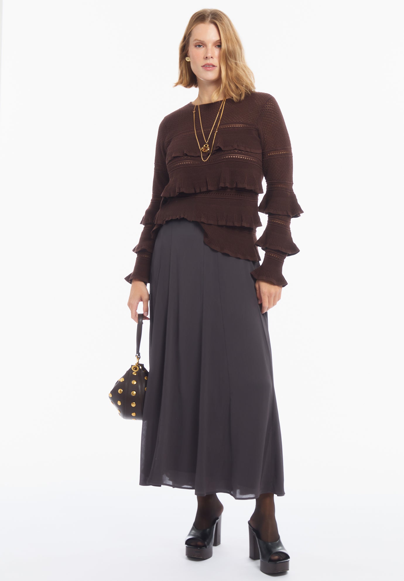 Tiered Ruffle Knit Top image number 1