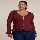 Ruffled V-Neck Cardigan image number 1
