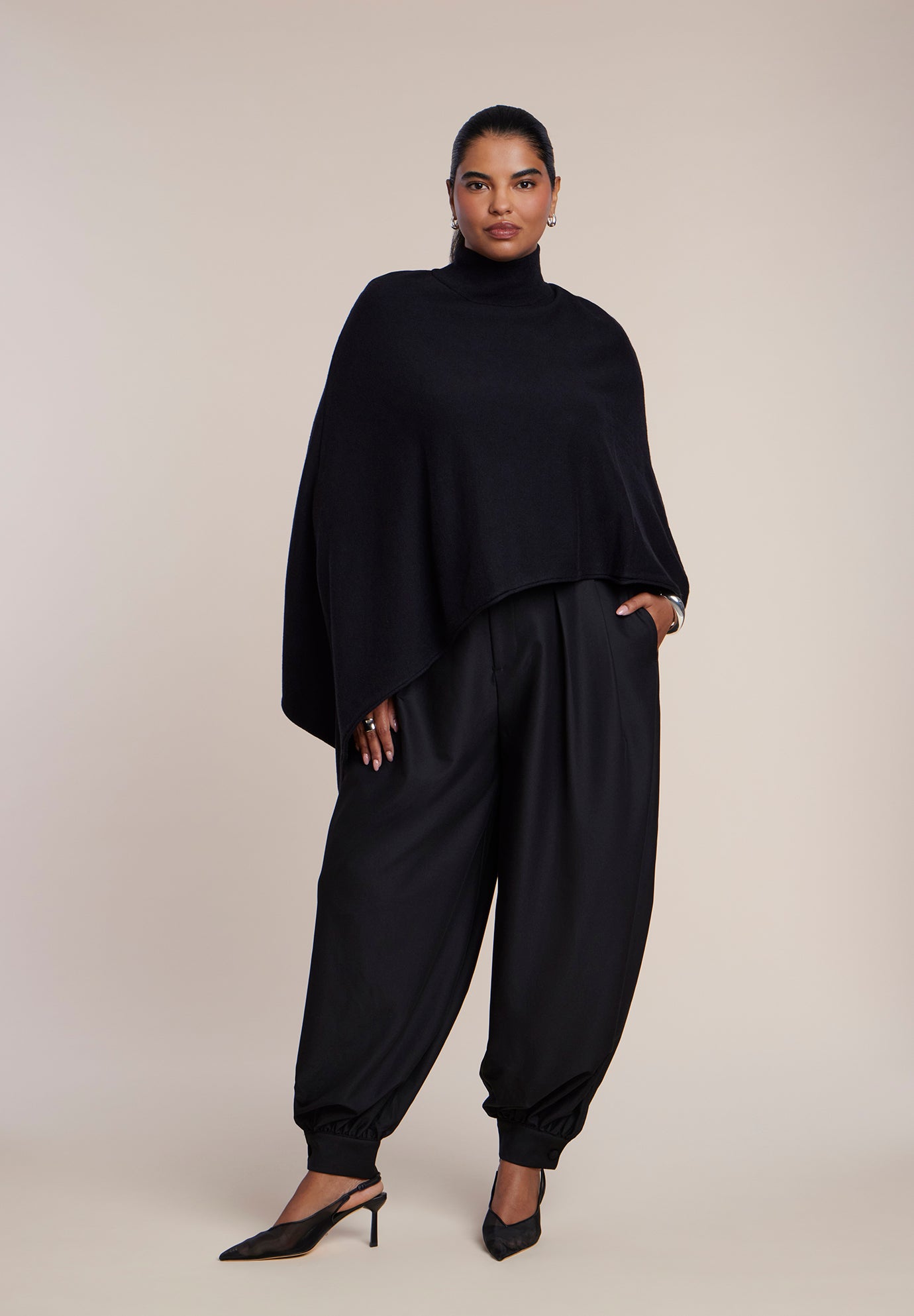 Asymmetric Turtleneck Cape image number 3