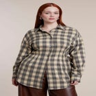 Cinched-Waist Plaid Flannel image number 1