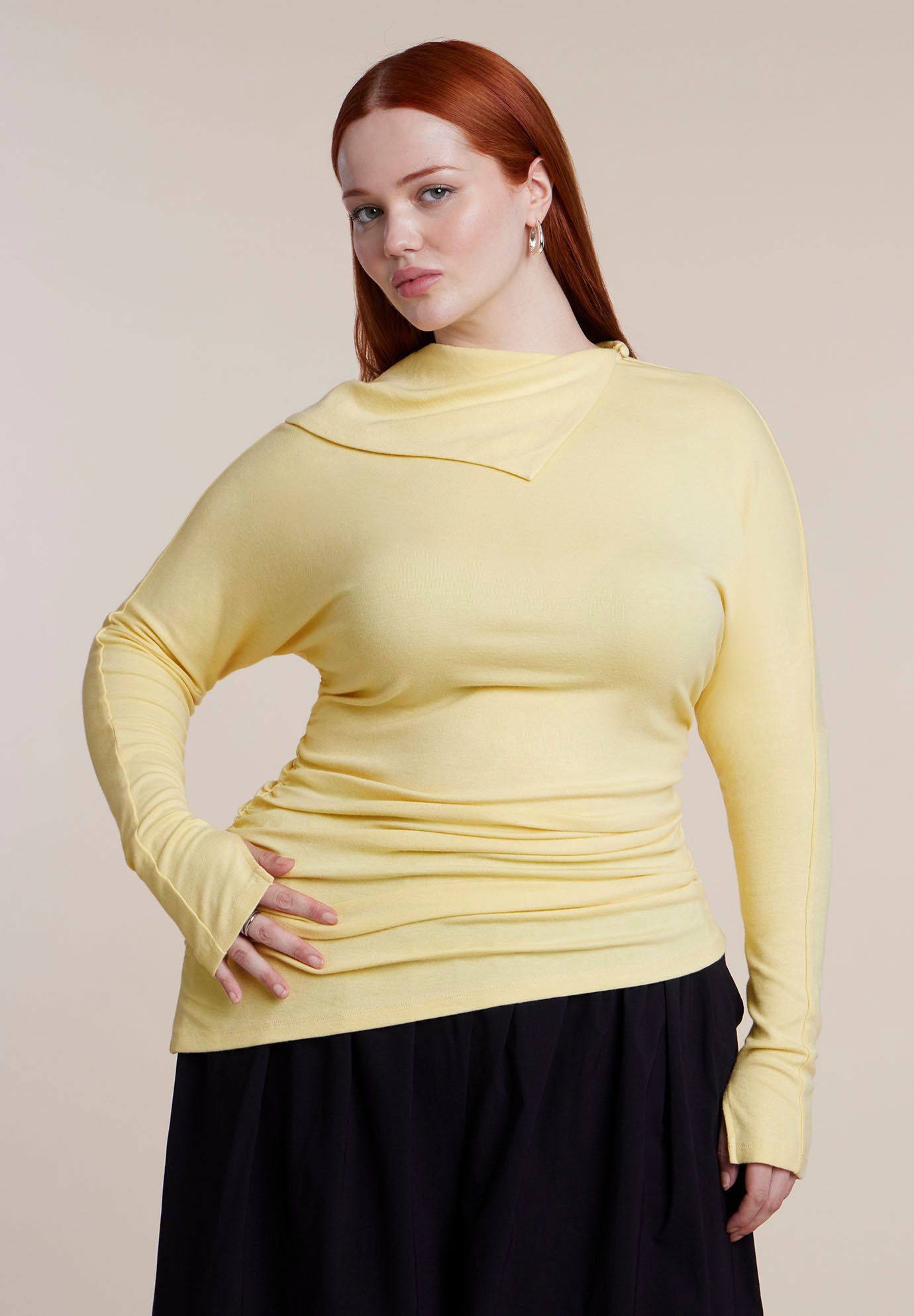 Draped Neck Knit Top image number 1
