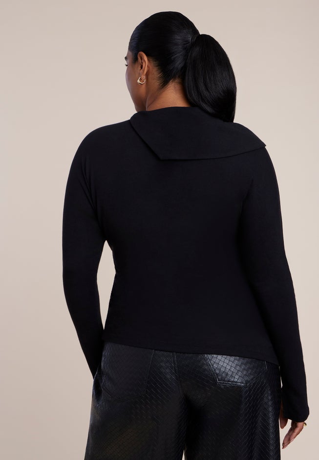 Draped Neck Knit Top image number 1