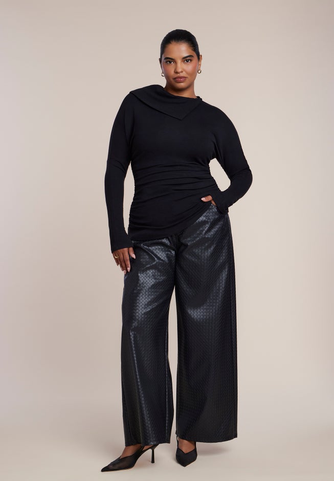 Draped Neck Knit Top image number 2
