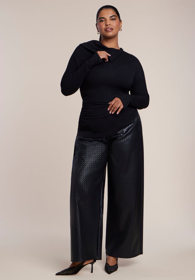Draped Neck Knit Top image number 3