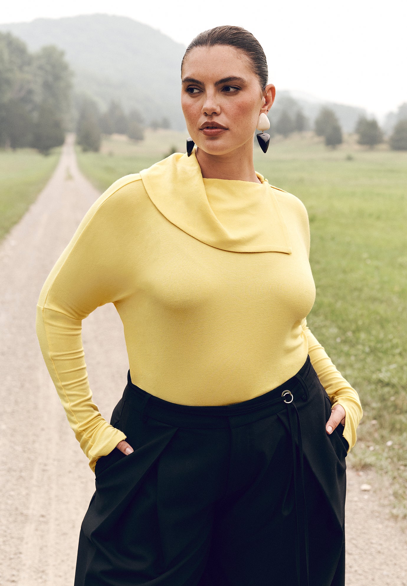 Draped Neck Knit Top image number 0