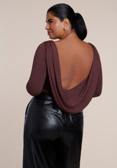 Draped Cowl-Back Bodysuit