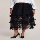 Ruffled Semi-Sheer Dot Midi Skirt image number 1