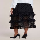 Ruffled Semi-Sheer Dot Midi Skirt image number 2