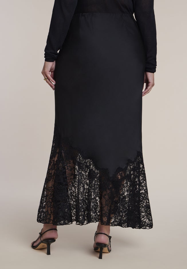 Satin & Lace Maxi Skirt image number 2