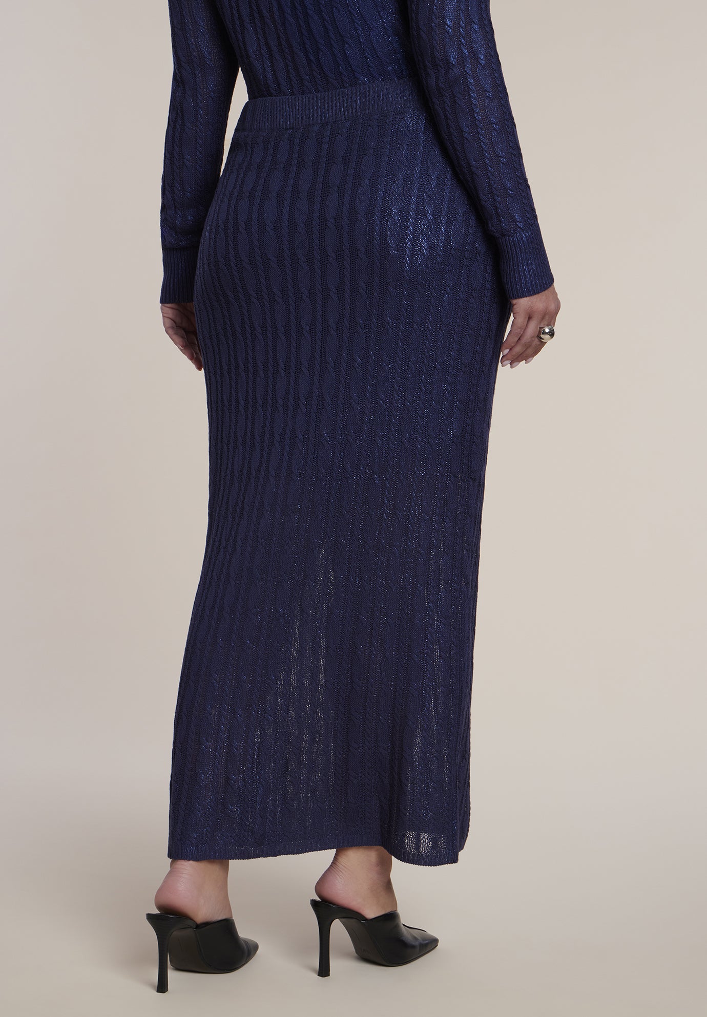 Metallic Knit Maxi Skirt image number 2