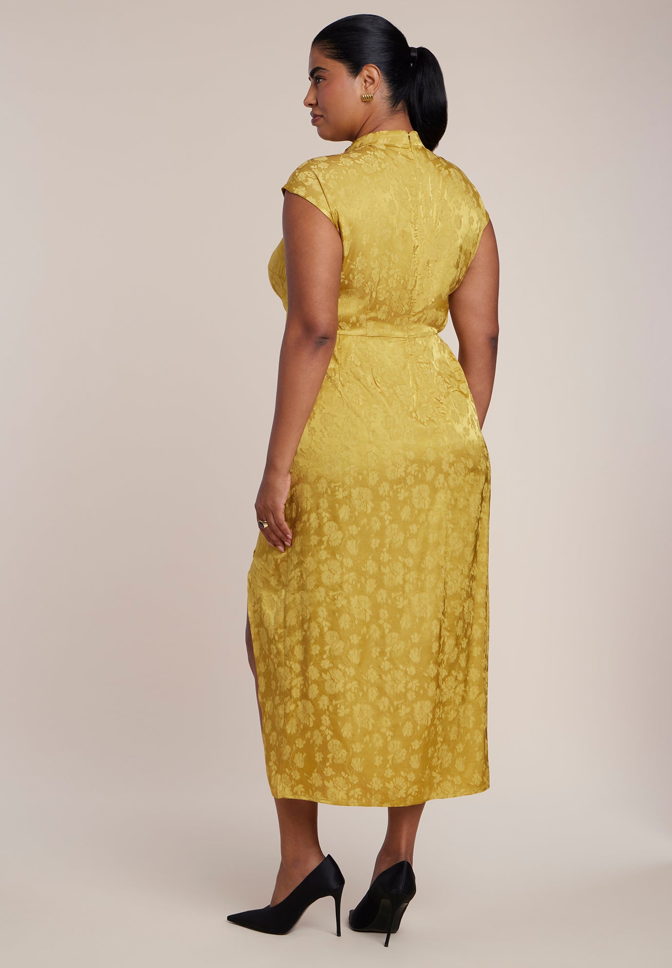 Funnel Neck Jacquard Maxi Dress image number 1