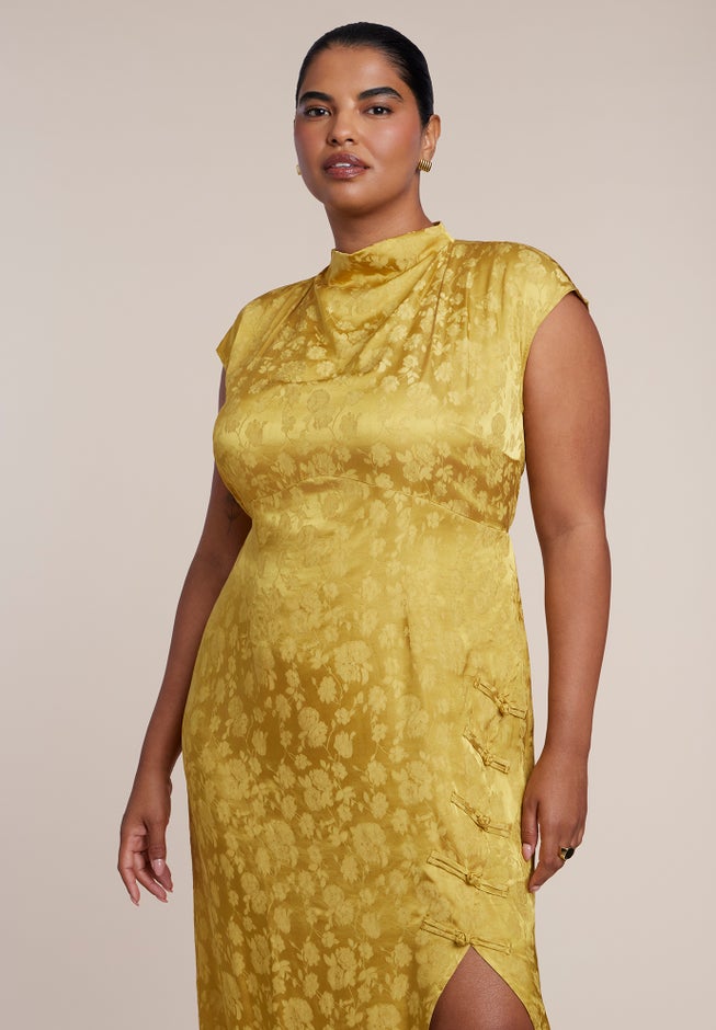 Funnel Neck Jacquard Maxi Dress image number 3