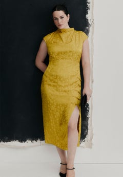Funnel Neck Jacquard Maxi Dress