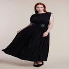 Faux Leather Detail Knit Maxi Dress image number 1