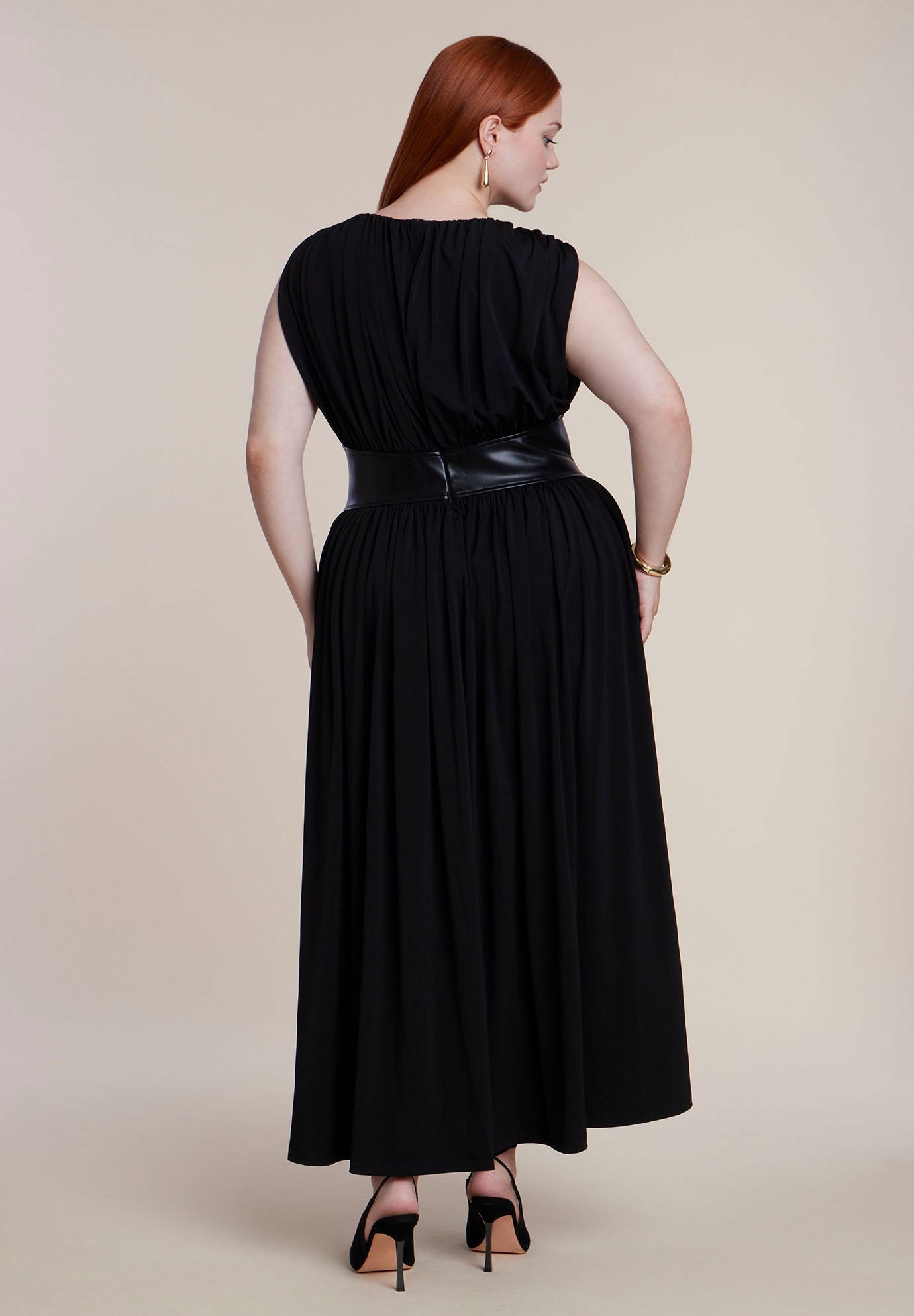 Faux Leather Detail Knit Maxi Dress image number 2