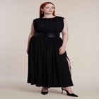 Faux Leather Detail Knit Maxi Dress image number 0