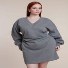 Shirred French Terry Mini Dress image number 2