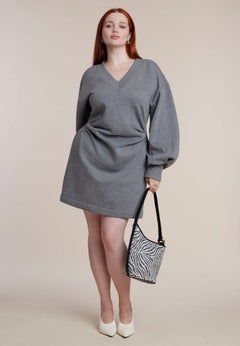 Shirred French Terry Mini Dress